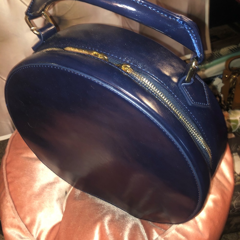 LAST 🔥Classic Blue Hat Box Leather Satchel - Picture 7 of 7